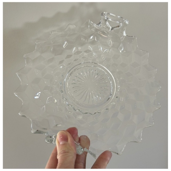 Vintage Fostoria American Handled Tray/Serving Plate Bowl 10" Curved Handles LN - Picture 3 of 5